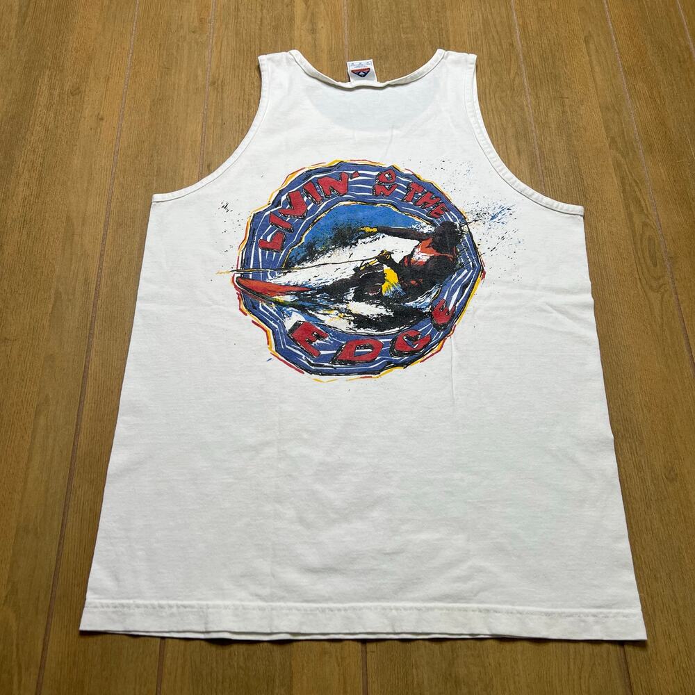 Vintage 90s Living on the‎ edge SURF TANK TOP WAVE  Men Sz M